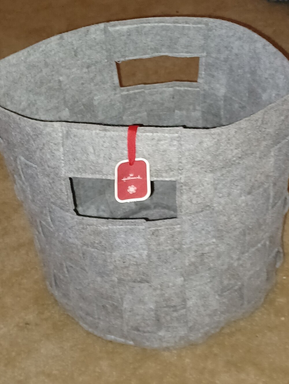 Hallmark Gray Felt Basket with Cutout Handles